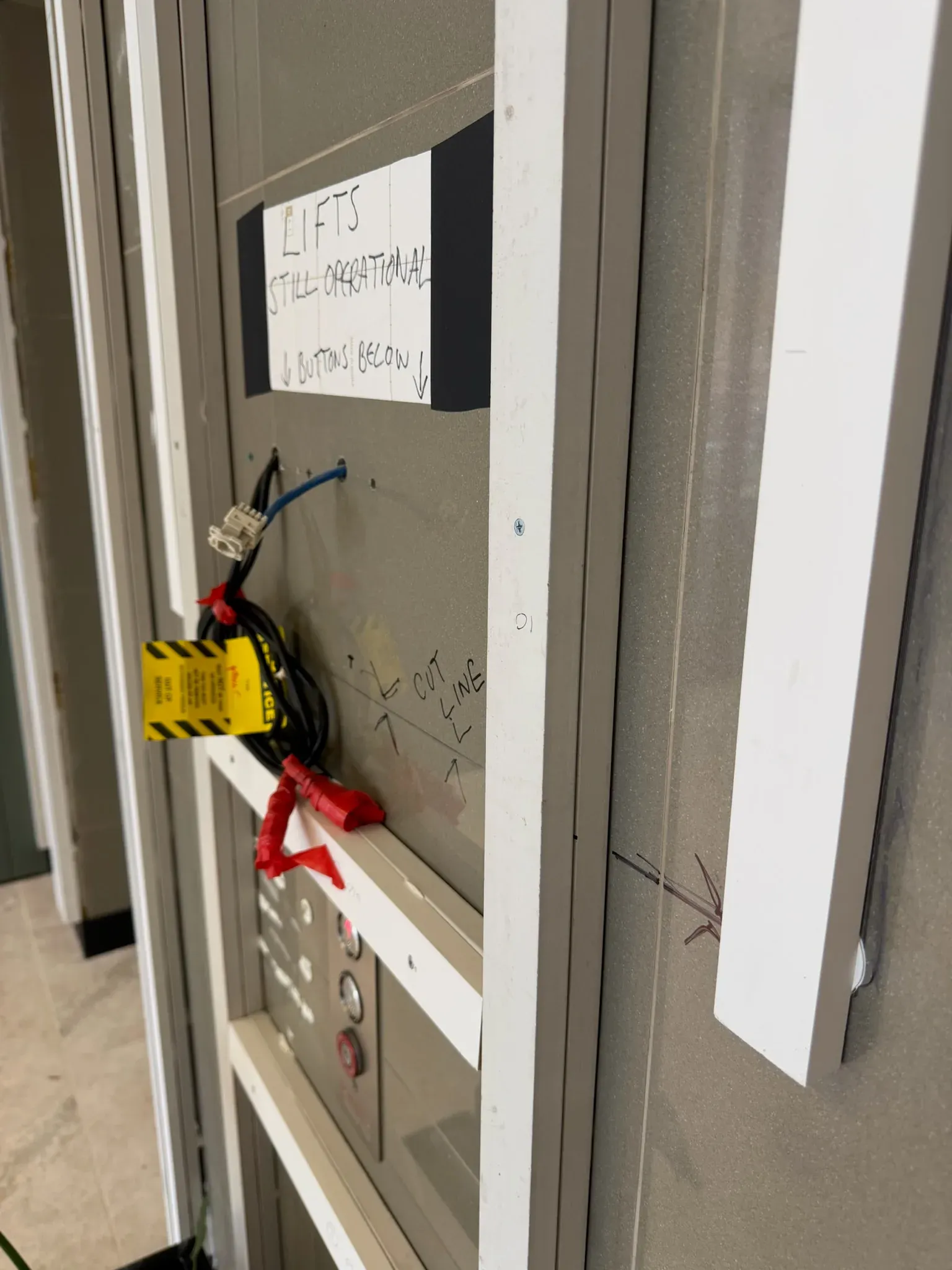 McCourt St Lobby Refurb, lift strip sign