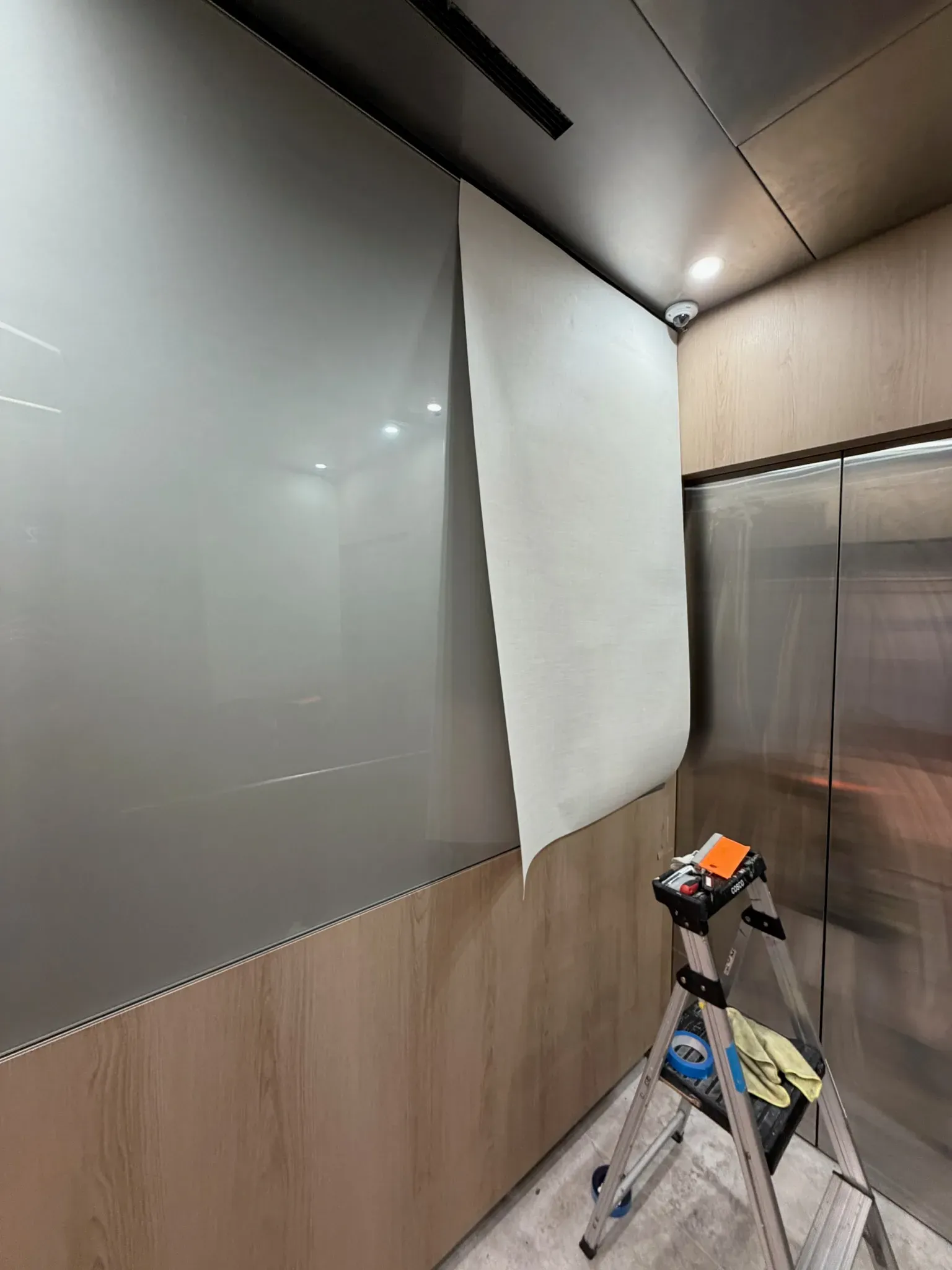 McCourt St Lobby Refurb, cabin mid wrap