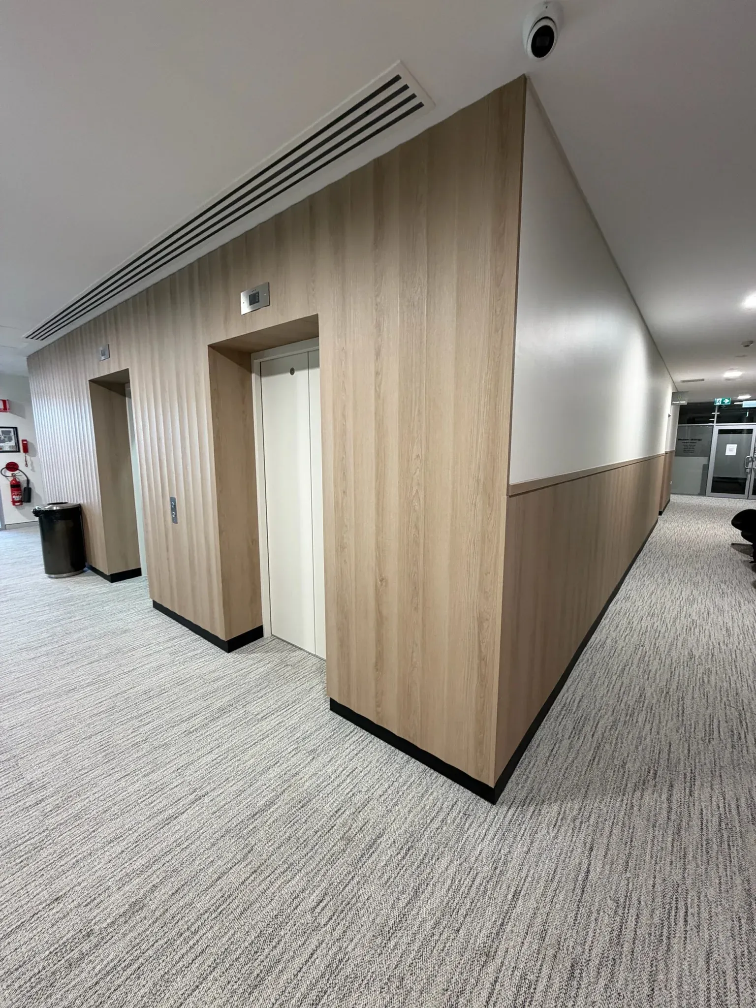 McCourt St Lobby Refurb, after lift lobby corner