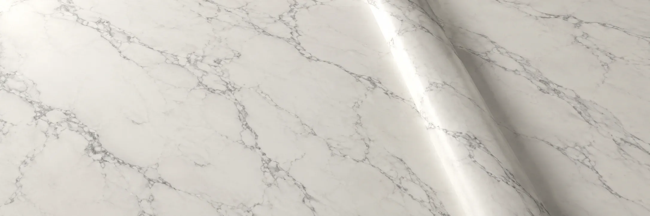 Marble-effect architectural vinyl with a straight diagonal bend